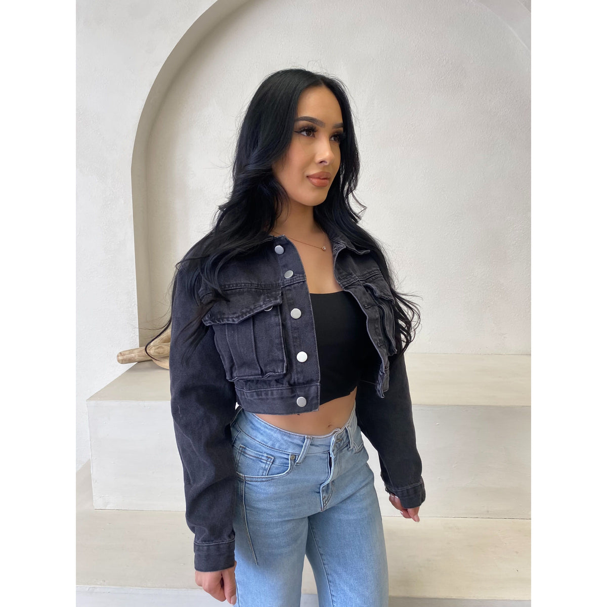 Alondra Denim Crop (Black)