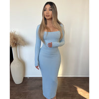 Jacky Long Sleeve Dress (Celeste Blue)