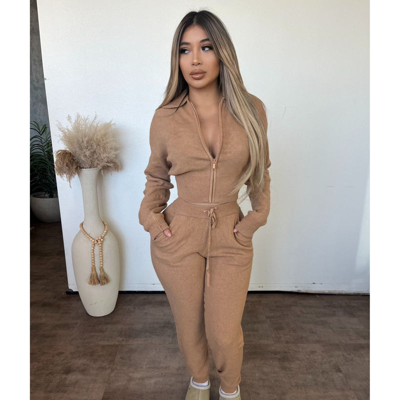 Noriana Cropped Hoodie (Tan)