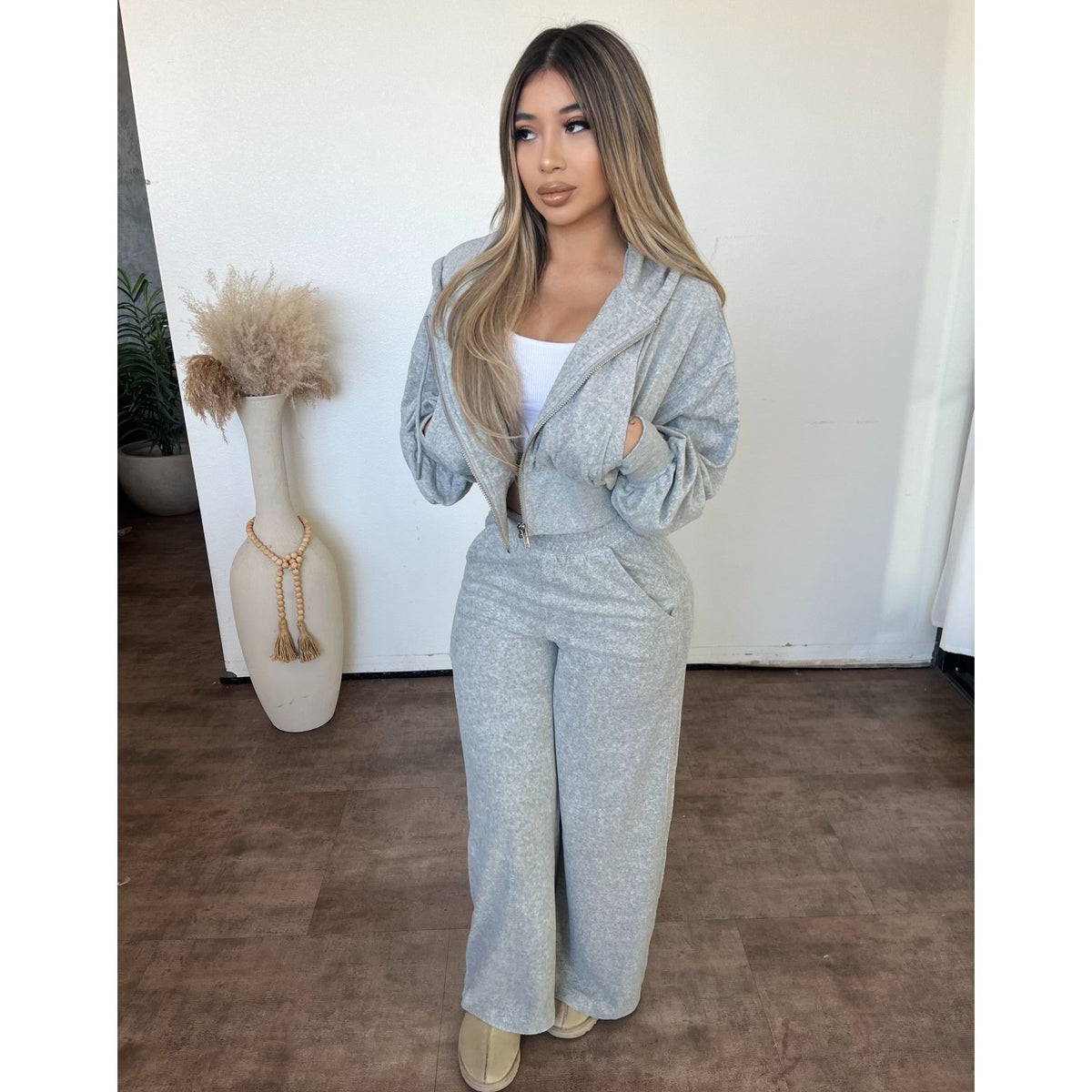 Terry Wide Pants (Heather Grey)