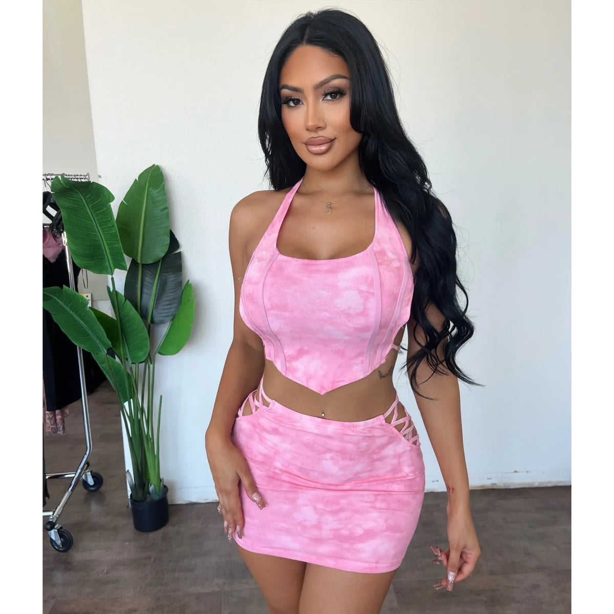 Michelle Mini Skirt Set (Pink)