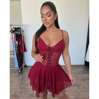 Rayleen Mini Dress (Burgundy)