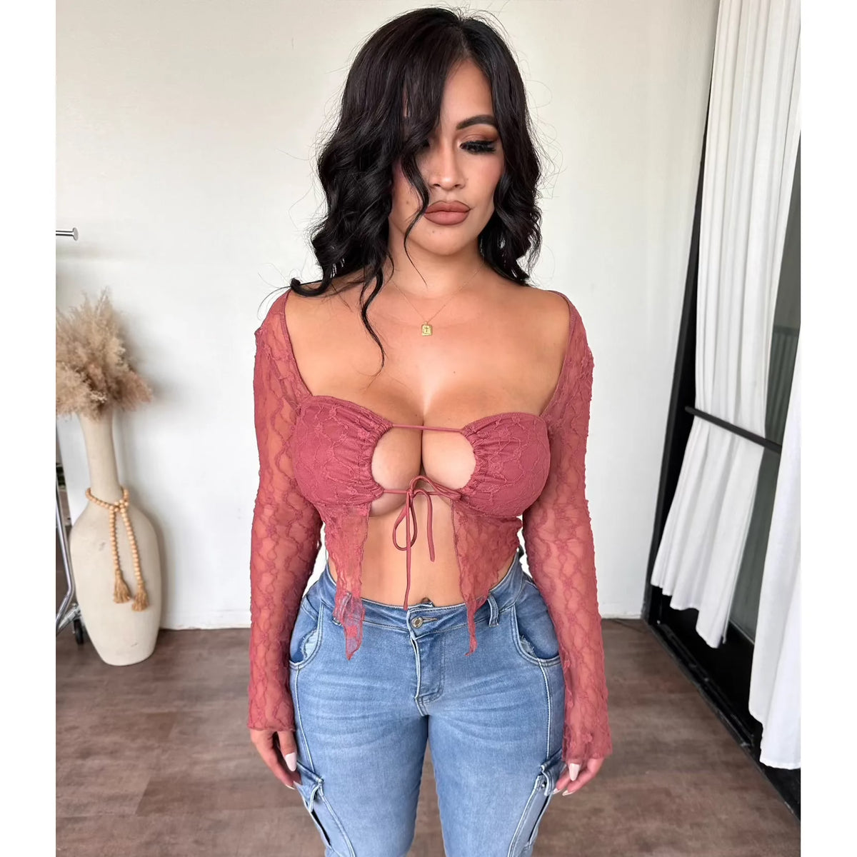 Tiff lace top (dusty rose)