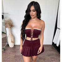 Riley skirt set (burgundy)