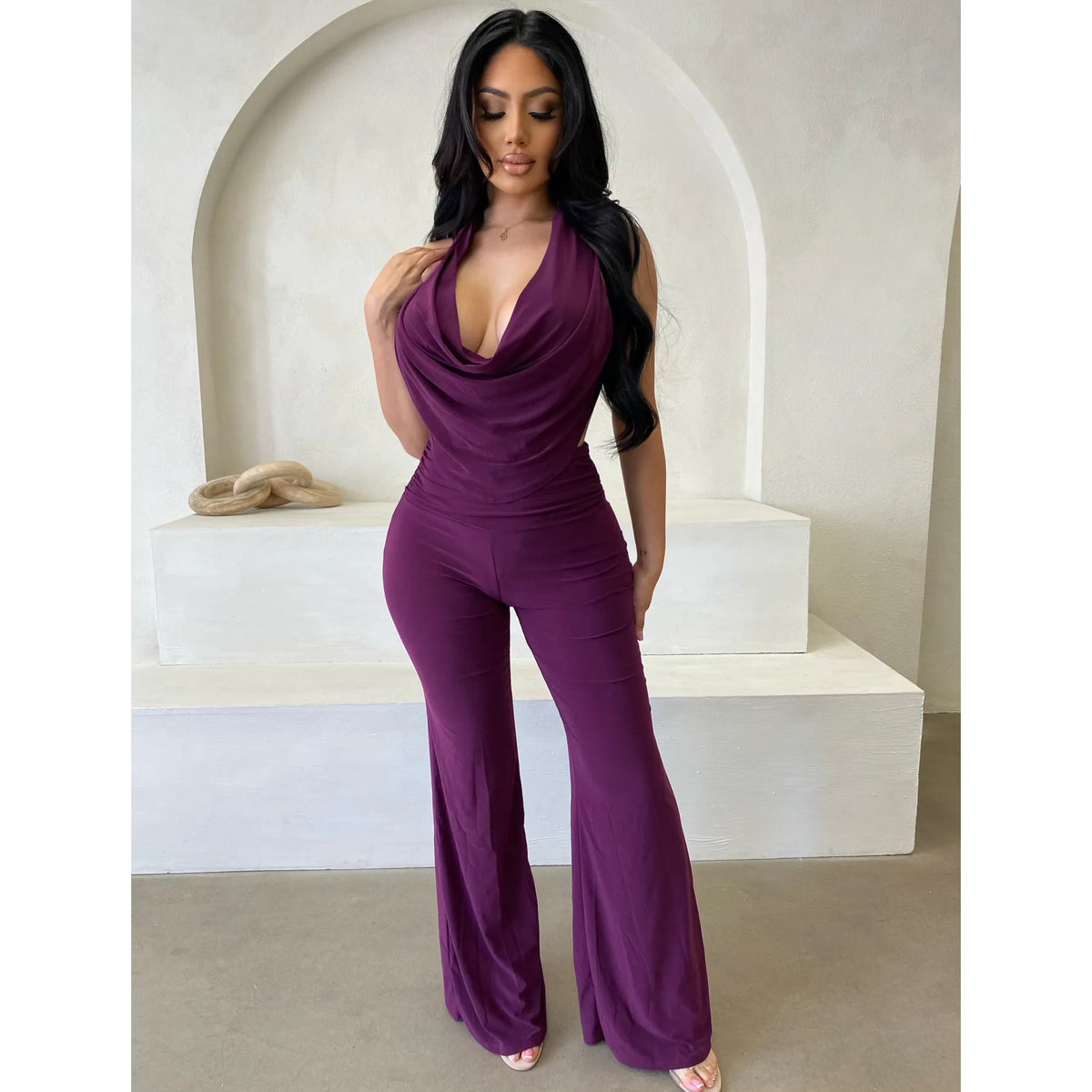 Mila Halter Jumpsuit (Purple)