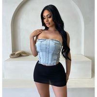 Ashley Denim Corset Top (Light Denim)